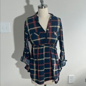 Eden & Olivia Navy and Red Plaid Tunic